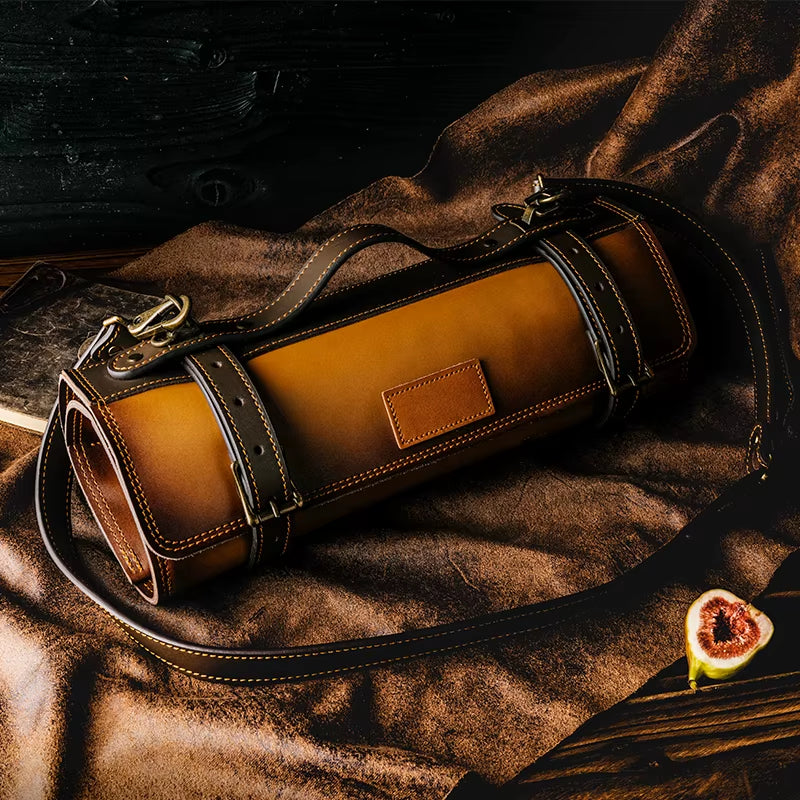 Grandsharp New Leather Foldable Storage Pouch Kitchen Knives Bags Chef Knife Roll Bag with Exquisite Craftsmanship