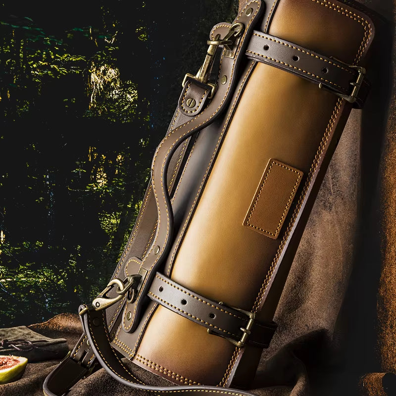 Grandsharp New Leather Foldable Storage Pouch Kitchen Knives Bags Chef Knife Roll Bag with Exquisite Craftsmanship